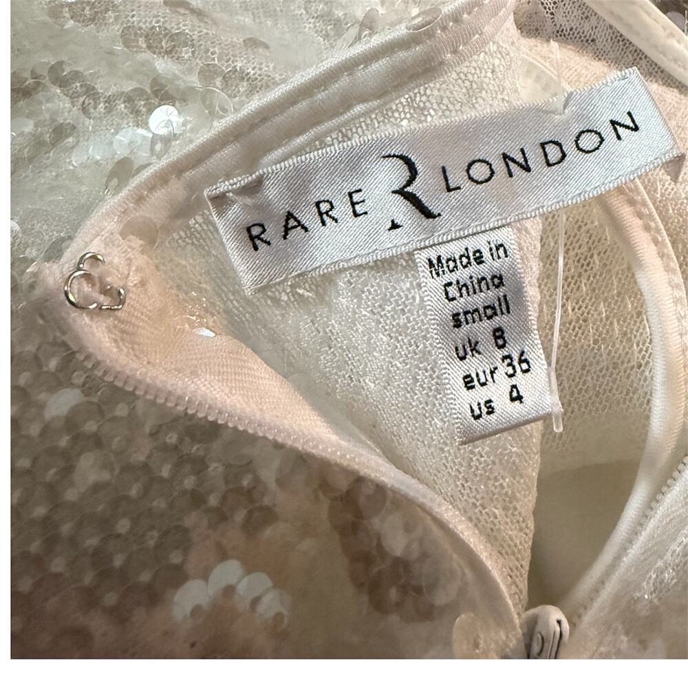 Rare London White Sequin Long Sleeve Maxi Dress, Women's Size 4 - Picture 7 of 7